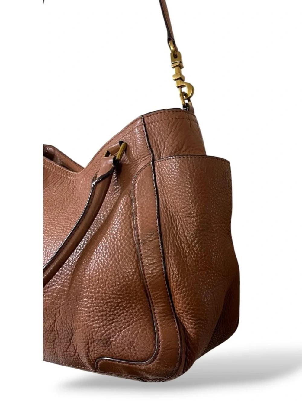 Tory Burch Brown Pebbled Leather Slouchy Crossbody Satchel, One Size